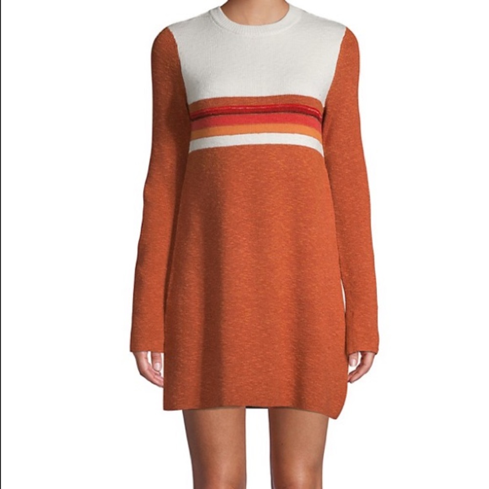 Free People Colorblock Sweater Dress in Red Combo